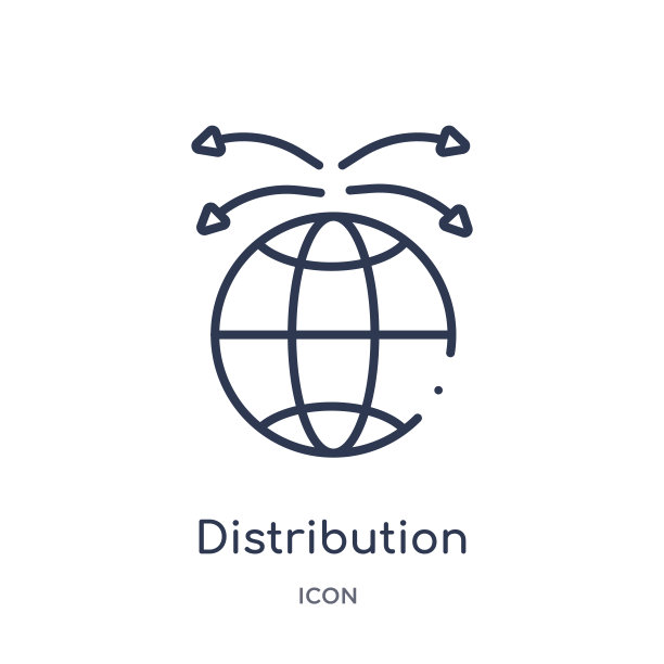 线性分布图标从数字经济大纲集合。细线分布矢量隔离在白色背景上。分发潮流插画图片下载