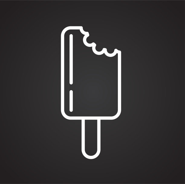 冰淇淋线图标黑色背景的图形和网页设计，现代简单的矢量标志。网络的概念。时髦的符号为网站设计网页按钮或移动应用程序。图片下载