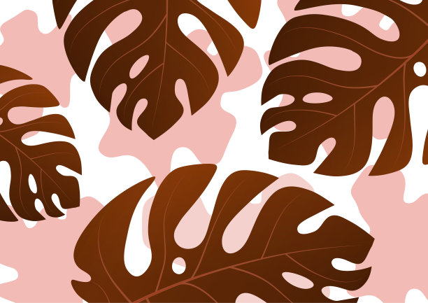 在彩色光背景上的热带怪物植物的大绿叶。矢量插图为您的设计。图片下载