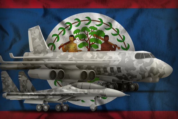 伯利兹空军的概念以国家国旗为背景。三维演示图片下载