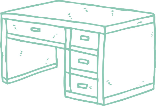 彩色手绘书桌草图图片下载