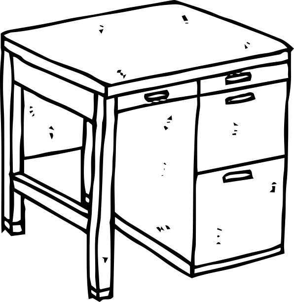 单色手绘书桌草图图片下载