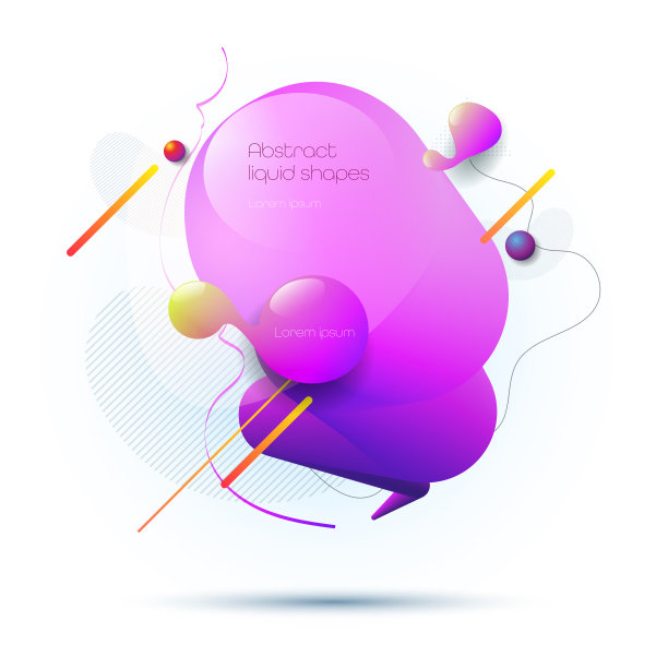 最小抽象三维形状流体和液体梯度彩色背景布局，横幅，海报，模板，传单图片下载