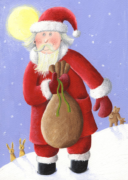 腈纶的圣诞老人和一个袋子的插图图片下载