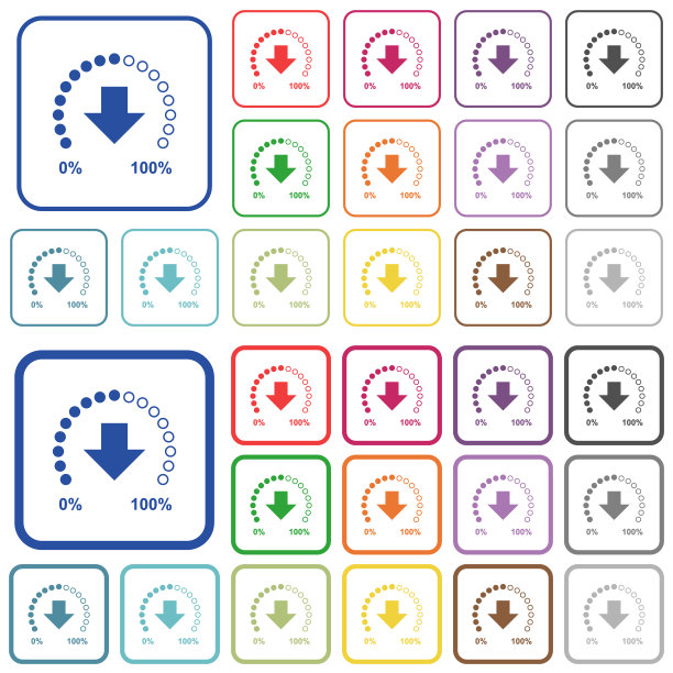 下载中轮廓扁平彩色图标图片下载