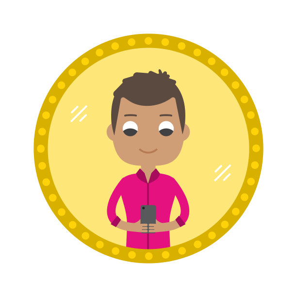 潮男对着镜子自拍。矢量平面设计插图在圆孤立的背景。图片下载