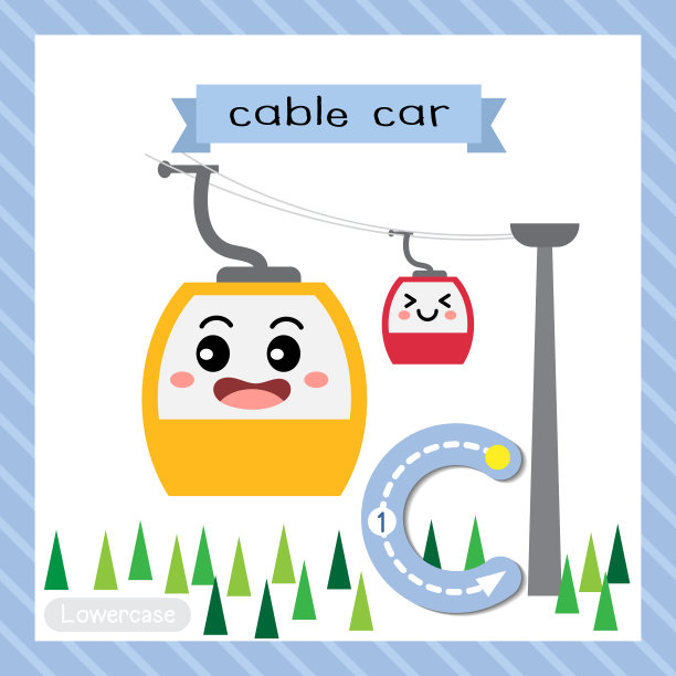 字母C小写跟踪。缆车图片下载