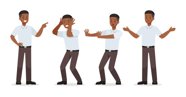 商人展示不同的手势字符矢量设计。图片下载