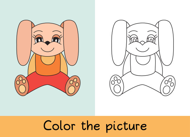 彩色的书。兔子。卡通animall。孩子们的游戏。颜色图片。学习通过玩耍。儿童的任务图片下载