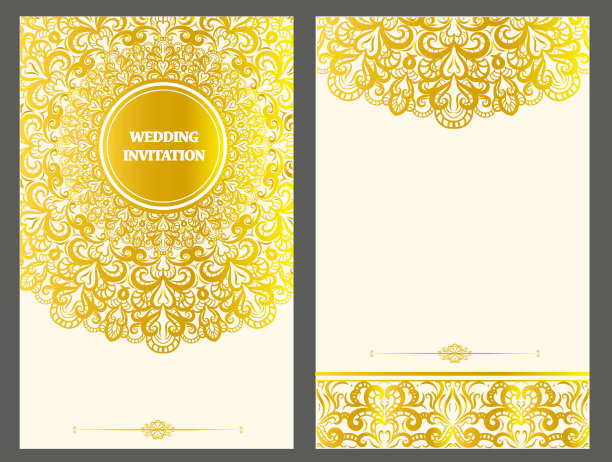 邀请卡复古设计与曼荼罗图案在紫色的背景矢量图片下载