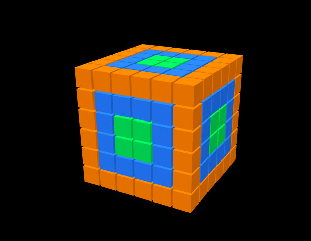 从立方体中抽象出三维立方体。孤立在黑色背景上。图片下载