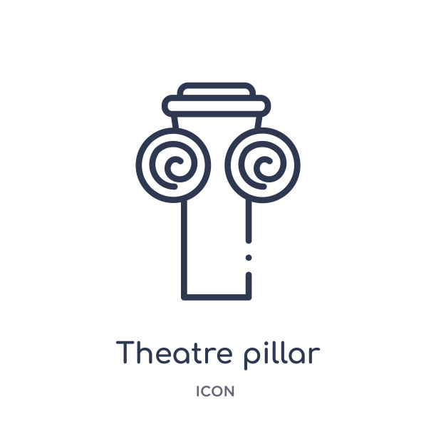 线性剧院支柱图标从电影院轮廓收集。细线剧院支柱矢量孤立在白色背景。剧场支柱时尚插画图片下载