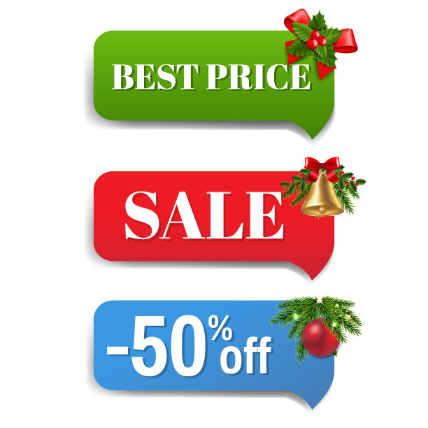 冬季销售横幅与圣诞玩具白色背景图片下载