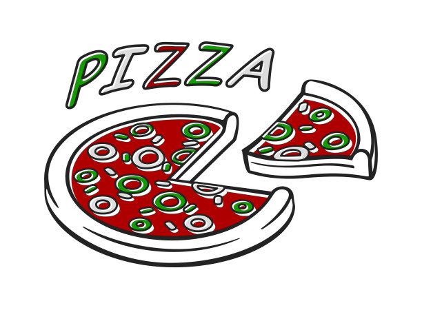 意大利披萨平面图标孤立在白色背景。披萨盒的横幅。图片下载