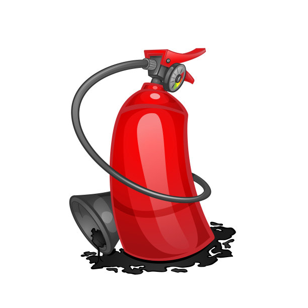 红色卡通灭火器孤立在白色背景。矢量图图片下载