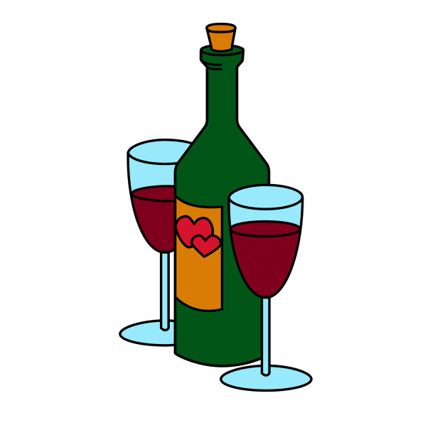 酒和情侣酒杯，情人节快乐图片下载