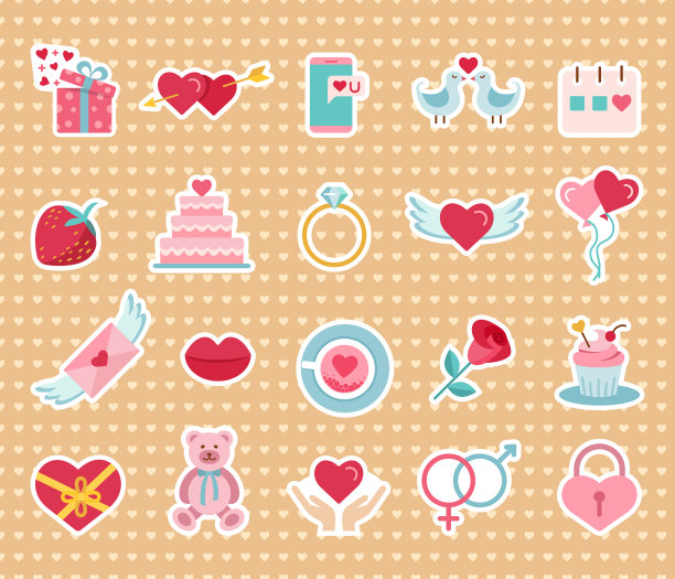 情人节贴纸。图片下载