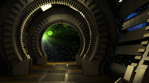 飞船未来的内部与窗口视图3d渲染图片下载