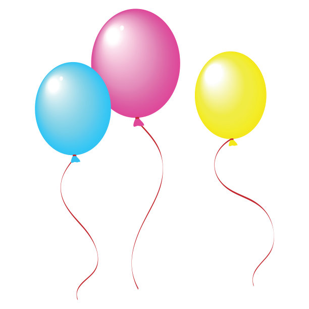 一束气球在卡通平面风格孤立的白色背景-插图图片下载