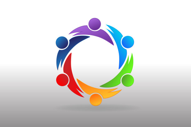 团队合作伙伴五颜六色的人图标矢量图片下载