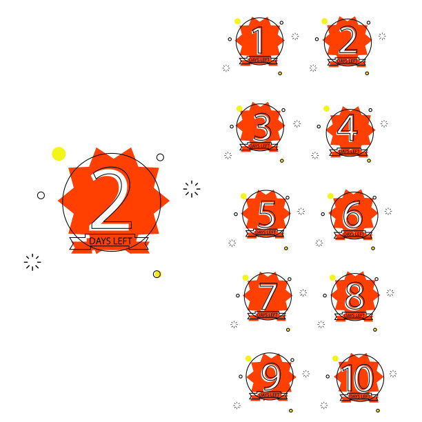 收集的数字天左倒计时模板推广，销售，登陆页面，模板，ui，网页，移动应用程序，海报，横幅，传单矢量图片下载