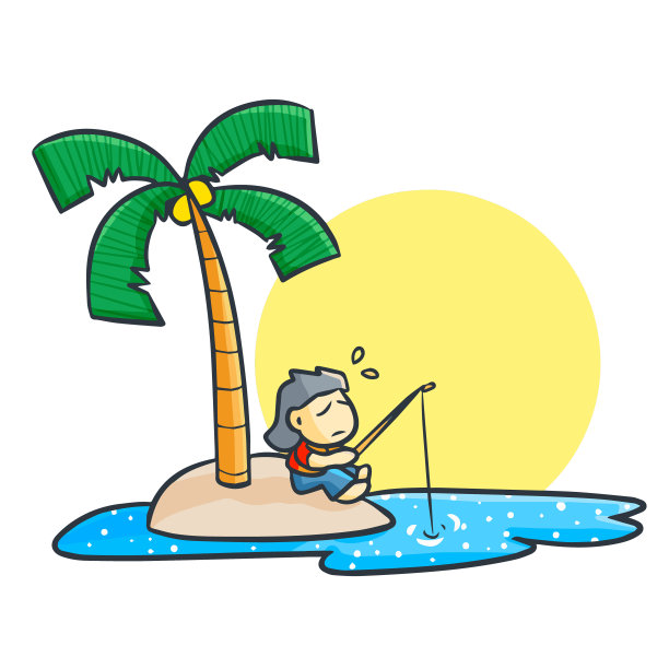 一个孤独的人在一个小岛上钓鱼图片下载