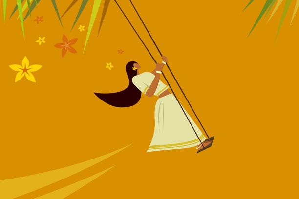 女孩与喀拉拉邦传统服装摇摆图片下载