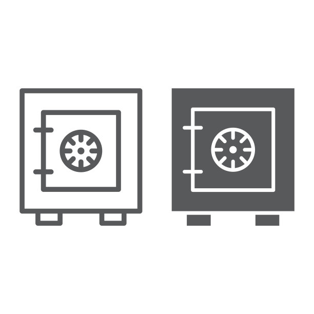 保险箱线性图标和glyph图标图片下载