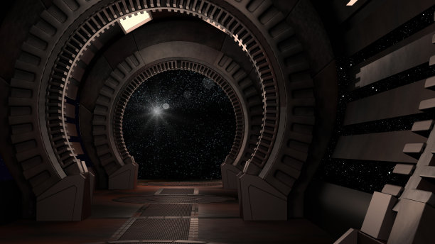 飞船未来的内部与窗口视图3d渲染图片下载