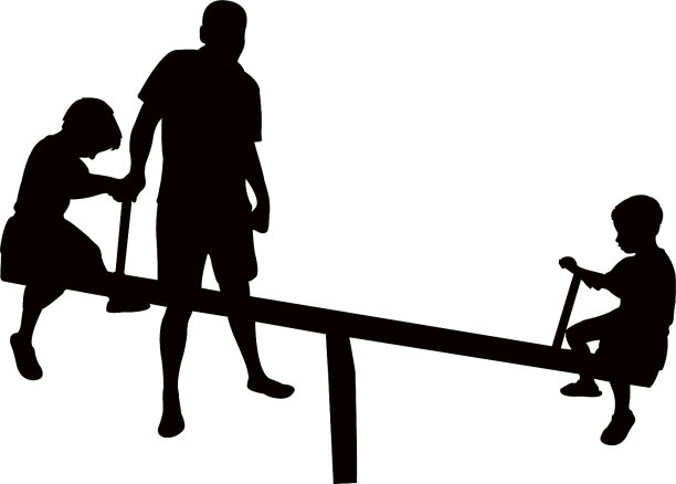 孩子们一起玩耍，矢量剪影图片下载