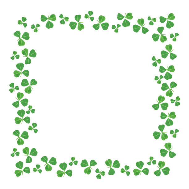 圣帕特里克节的方形框架边三叶草白色图片下载