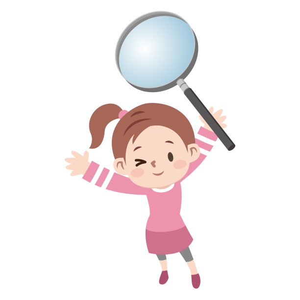 放大镜和漂亮的女孩图片下载