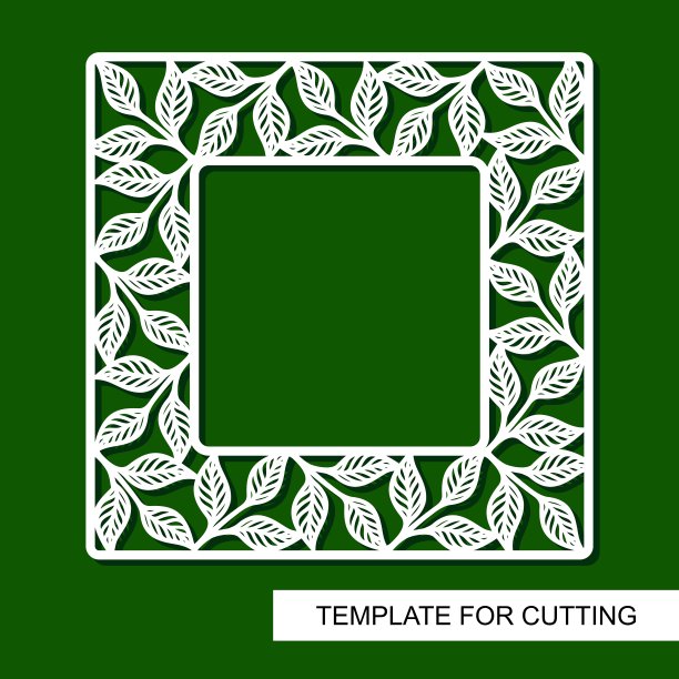 方形框架与树叶。花卉图案。图片下载