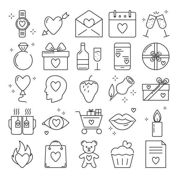 情人节图标设置在线风格图片下载