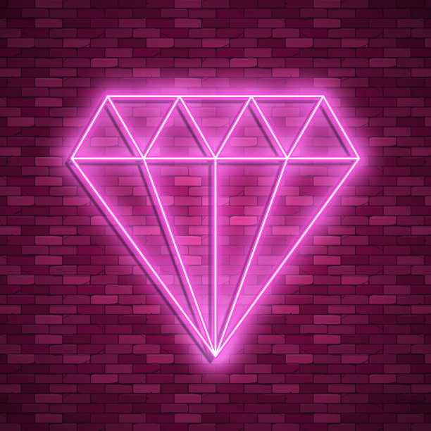 霓虹风格的钻石图标。向量illustraton图片下载