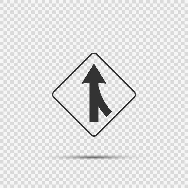 在透明背景上合并右标志的车道图片下载