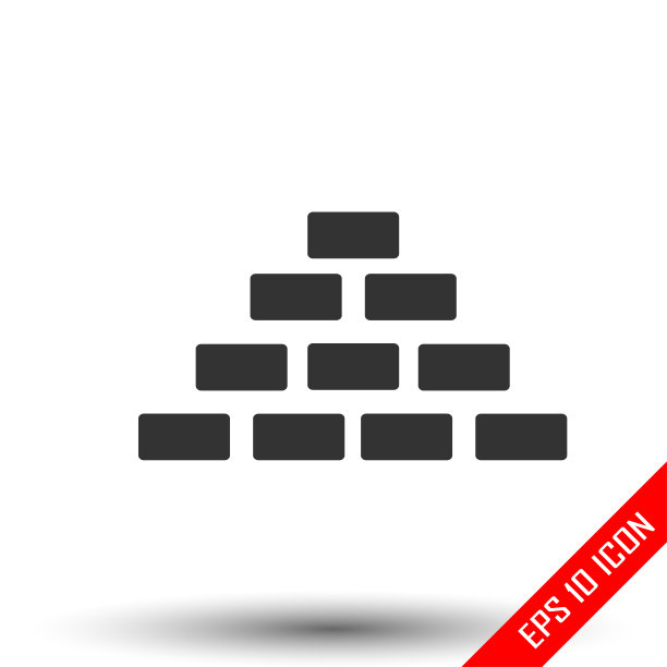 砖图标。简单的平面标志的砖在白色的背景。矢量插图。图片下载