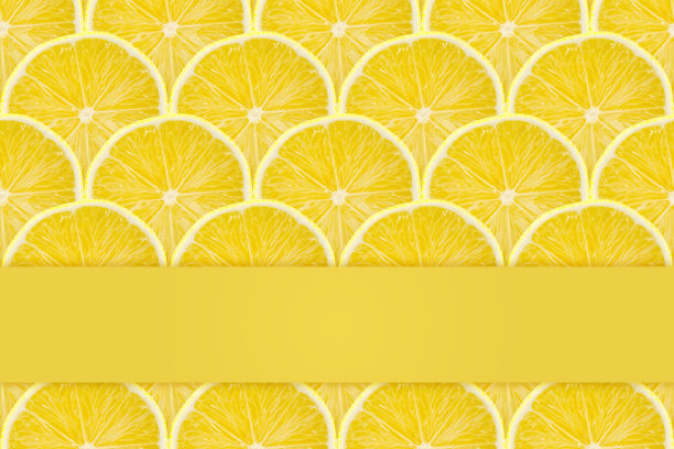 桔黄色多汁柠檬果片图案背景，平铺图片下载