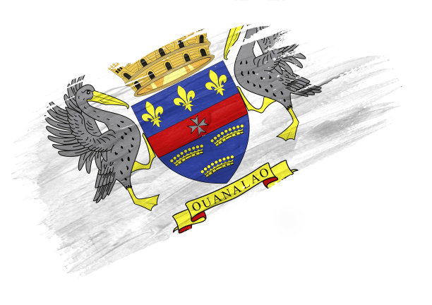 刷着圣巴特尔米旗。手绘风格插图与垃圾摇滚效果图片下载