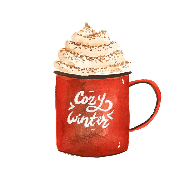 圣诞绿咖啡配饼干。白色背景的卡片、传单或横幅插图图片下载