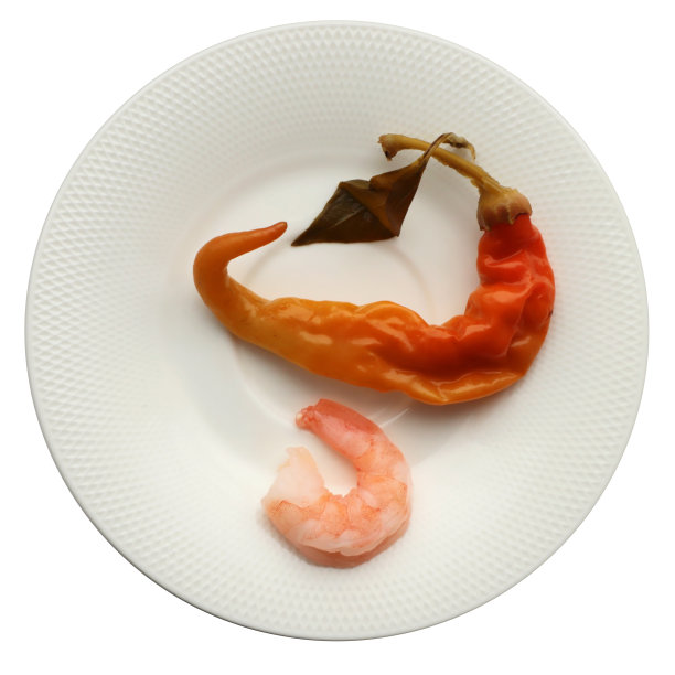 在家吃简单的早餐。虾和辣椒加白酱图片下载