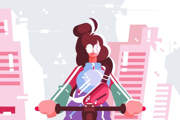 女人骑自行车素材图片
