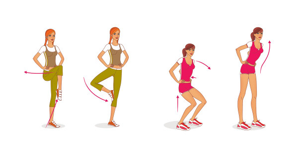 平衡和收紧肌肉的练习。图片下载