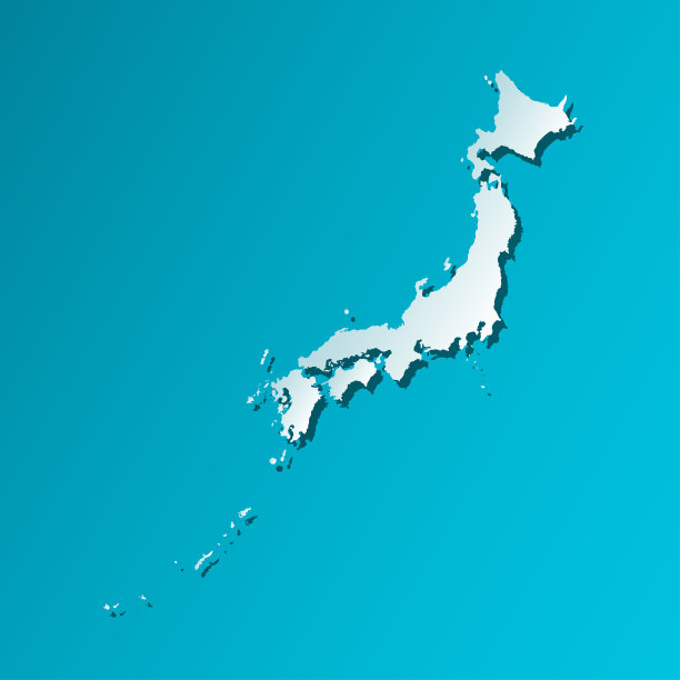 矢量孤立插图图标与浅蓝色剪影简化地图的日本图片下载