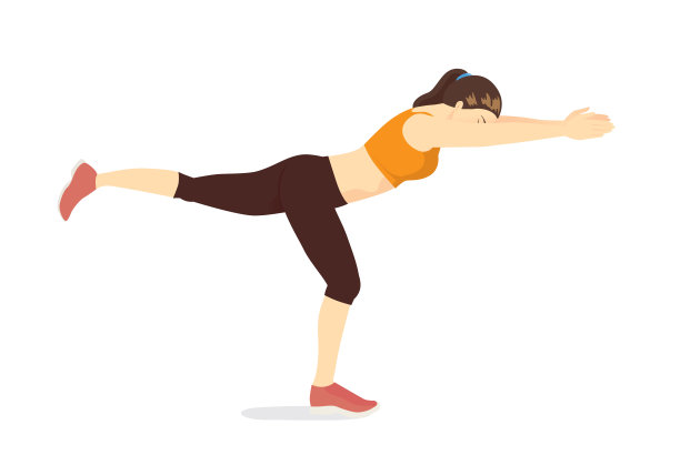 女子在做单腿前伸姿势的运动。图片下载
