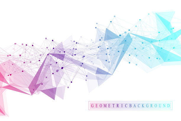 几何抽象背景与连接的线和点。为你的演示提供网络和连接背景。平面多边形的背景。科学的矢量图图片下载