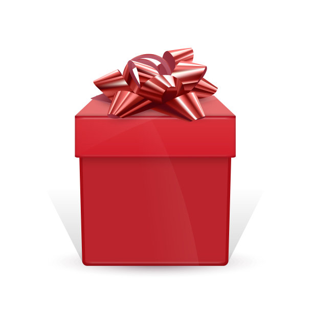 红色礼品包装与红色蝴蝶结，现实的矢量插图孤立在白色背景图片下载