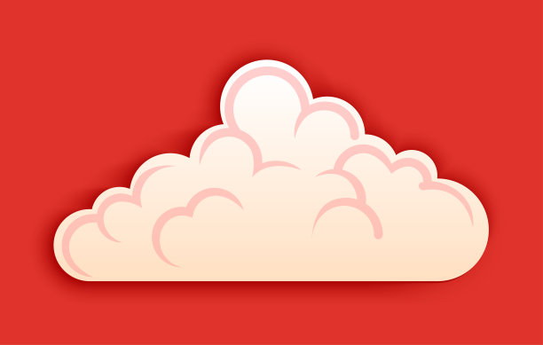 蓬松的云，矢量剪纸风格在红色背景。图片下载