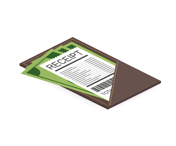 装现金，硬币和银行支票的皮夹。谢谢餐厅的服务。矢量图图片下载