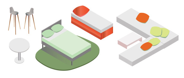 等距矢量家具。图片下载